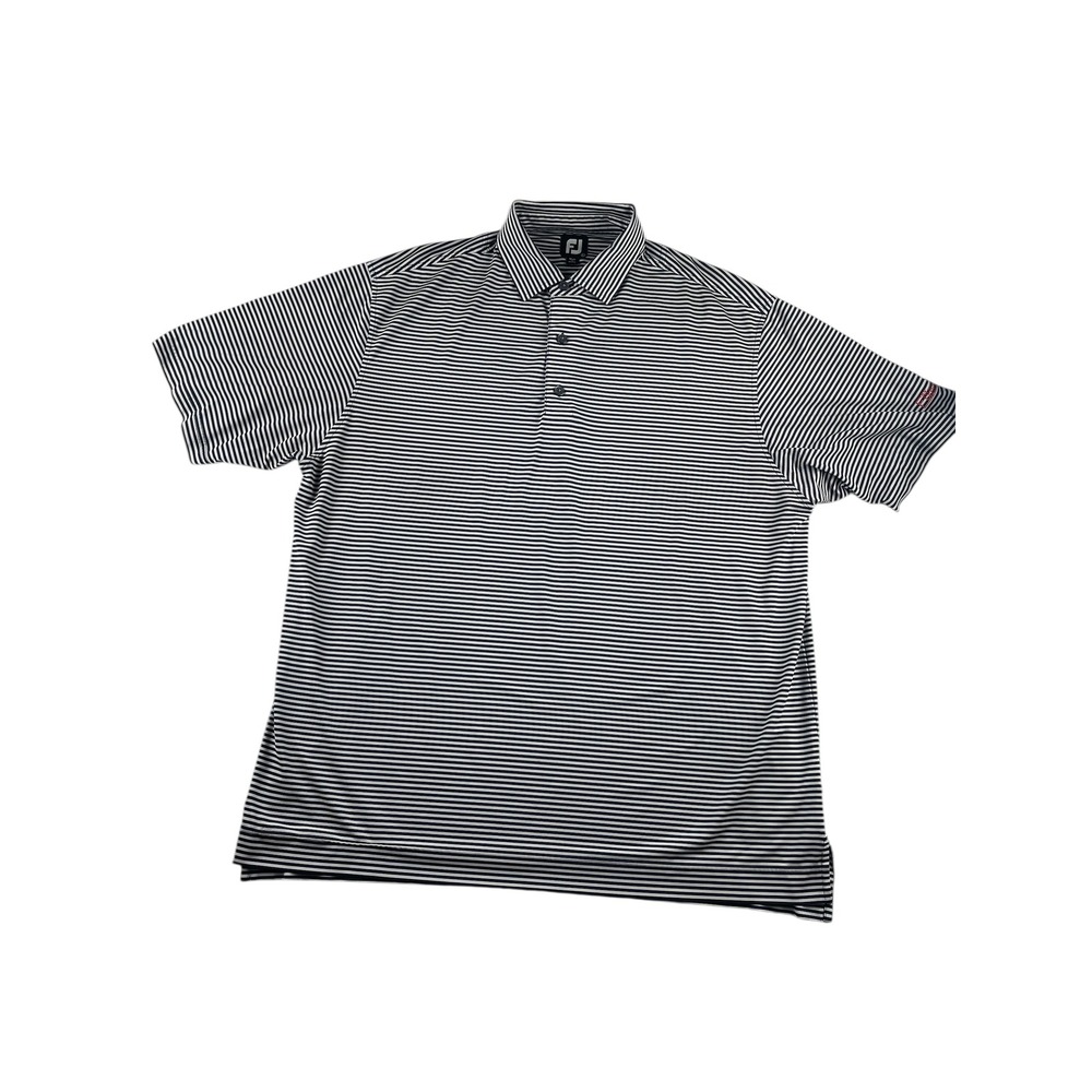 FootJoy FJ‎ Golf Polo Shirt Mens XL Navy White Stripe Performance DryJoys